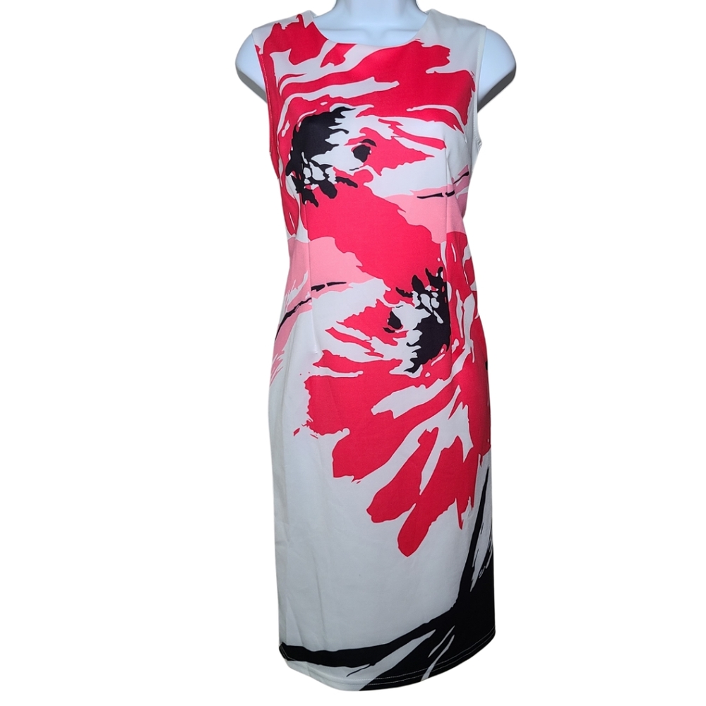 Black White and Pink Knee Length Dress